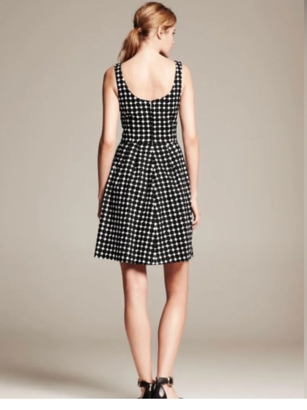 Banana republic & Marimekko black and white polka dot a line dress